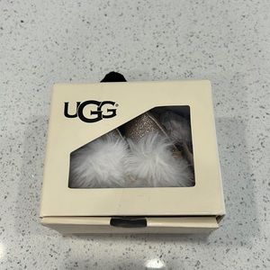 Gold and white fur Ugg shoes glitter gold worn once